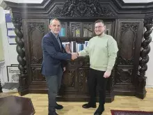 Dziekan WH dr hab. Arkadiusz Janicki, prof. UG i Vadym Chepizhenko z Odesa I.I. Mechnikov National University