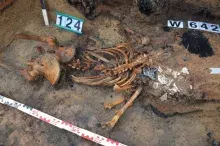Szczątki ludzkie ofiary tragedii z 1354 r. w piwnicy jednego z domostw przysypane pogorzeliskiem 2