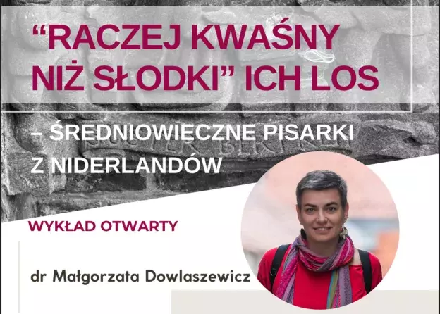 Centrum Badań Memlingowskich UG zaprasza na wykład otwarty dr Małgorzaty Dowlaszewicz