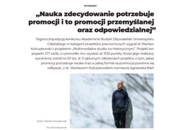 Dr Wacław Kulczykowski w najnowszym, listopadowym numerze Gazety Uniwersyteckiej