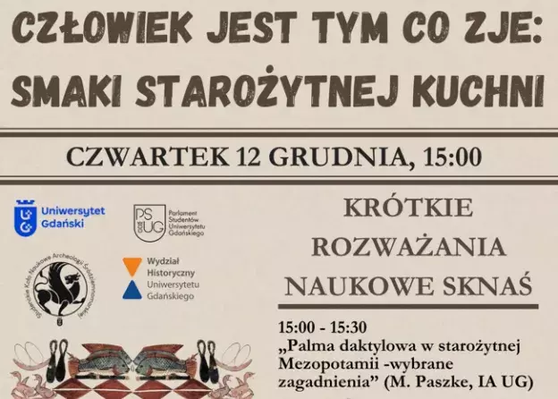 Studenckie Koło Naukowe Archeologii Śródziemnomorskiej UG zaprasza na wydarzenie naukowo-kulinarne