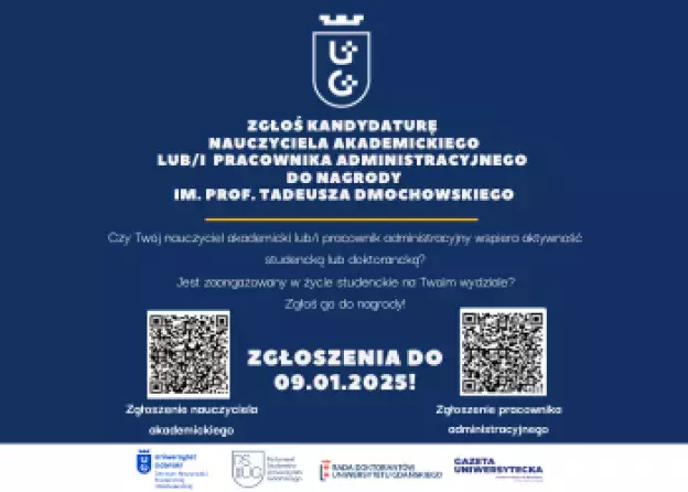 Zgłoś kandydaturę Nauczyciela Akademickiego lub/i Pracownika Administracyjnego do nagrody im.…