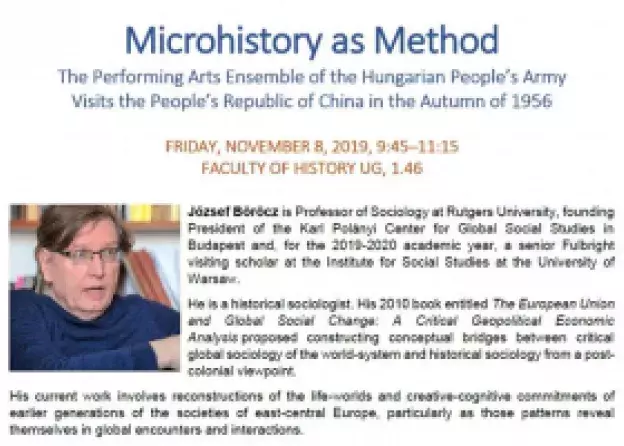 Wykład otwarty: "Microhistory as Method" - prof. József Böröcz (Rutgers University)